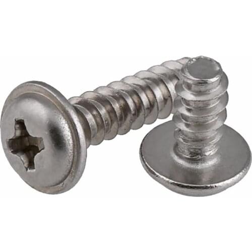 M2 M2.2 M2.6 M3 M4 304 A2 Stainless Steel Phillips Pan Head Flat Tail Self Tapping Screw Round Truss Head Cross With Washer Bolt