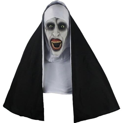 The Nun Horror Mask Cosplay Valak Scary Latex Masks With Headscarf Full Face Helmet Halloween Party Props