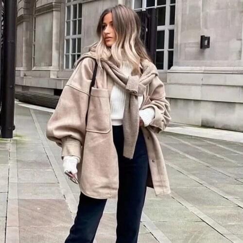 Vintage Gray Jacket Coat Women Button Up Winter Long Coat Casual Warm Streetwear Outfits Autumn Winter 2021 Womens Coat