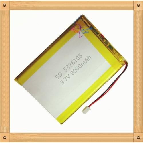 XHR-2P 2.54 3.7V 8000mAh 5376105x2 1076105 lithium polymer battery Rechargeable batteries