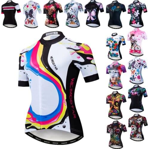 Cycling Jersey Women 2021 Short Sleeve Flower Cycling Clothing Summer MTB Bike Jersey Tops Racing Sport Bicycle Shirt