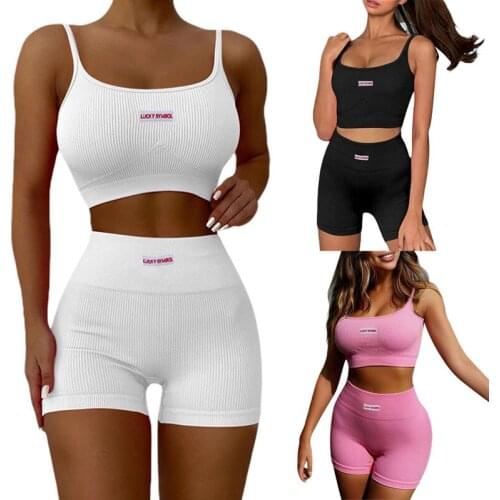 Kayotuas Women 2Pcs Tracksuit Letter Print Slim Vest Tops+Shorts Pants Trousers Casual Outfit Sets Loungewear Hot Streetwear