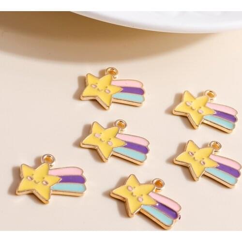 10pcs 18*14mm Cartoon Enamel Mini Star Charms for Jewelry Making Colorful Meteor Charms DIY Pendants Earrings Necklaces Findings