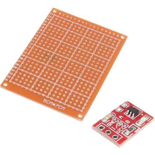 10 Pcs TTP223 Contact Switch Button Self-Lock Module with 5Pcs Copper Single-Sided Universal Circuit Board Hole Board