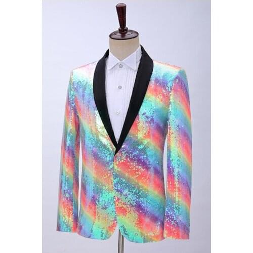 100%real men rainbow color jacket event/stage performance short tuxedo jacket/stage performance/ASIA SIZE