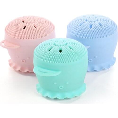 100pcs/lot Octopus Wash Face Brush With hook Skin Cleaner Face Dirt Suck Up Acne Pimple Tool Silicone Facial Cleansing brushes