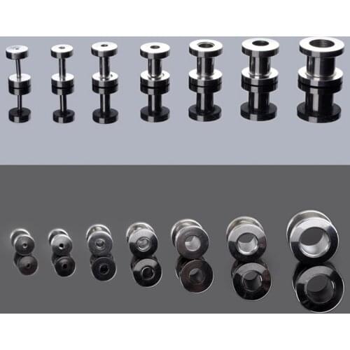 2pcs Stainless Steel Screw Ear Plug Tunnel Stretcher Flesh Gauge Expander Punk Men Women Earrings Jewelry Free