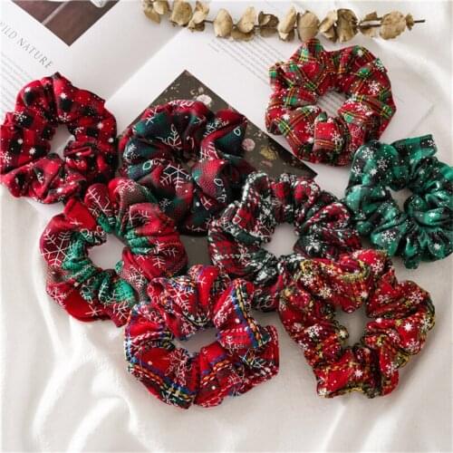 20pcs/lot Elastic Rubber Hair Bands for Women Headdress Print Velvet Scrunchies for Lady Girls Ponytail Holder Hair Ties