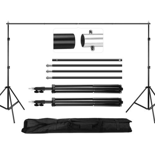 2 x 3m Photo Studio Backdrop Stand Bracket Aluminum Alloy Adjustable Photography Background Support System with Carrying Bag