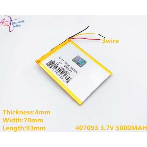 3 line Liter energy battery brand new battery 407093 3.7V 5000mAh tablet battery with Protection Board For Tablet PC U25GT