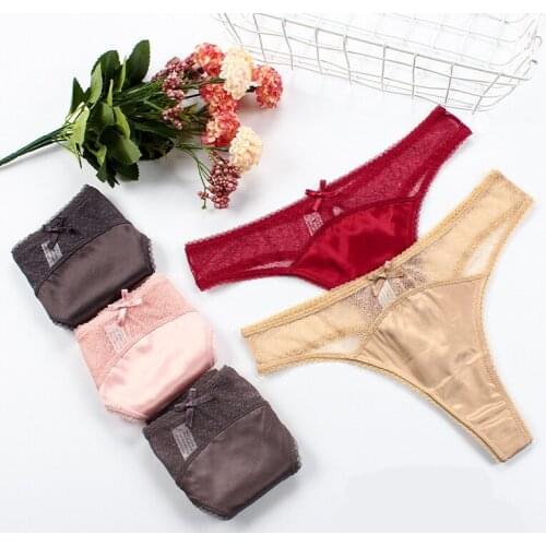 3Pcs Sexy Lace Underpants Comfortable Low Waist Female Briefs Hollow Mesh See-Through Sexy Lingerie