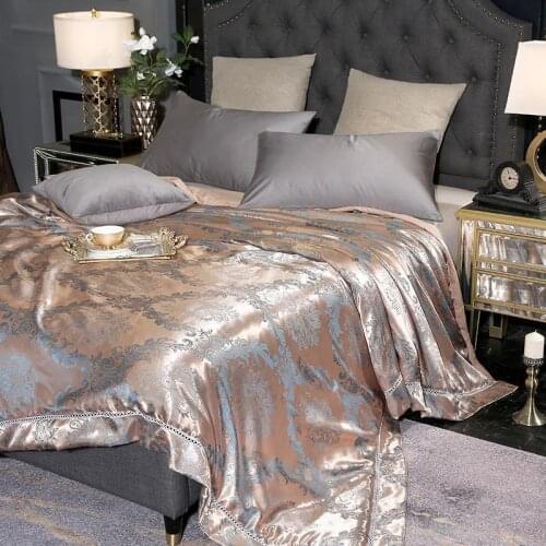 47Cotton silk jacquard spring and summer cover blanket luxury silky blankets enhance the elegance of the bed decorating bedroom