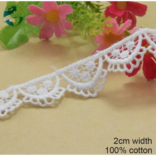 5yards 2cm white 100% cotton embroidery lace french lace ribbon fabric guipure diy trims warp knitting sewing Accessories#3740