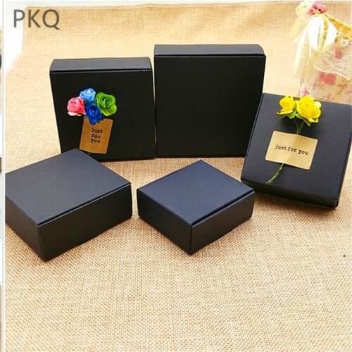 50pcs Black Carton Kraft Paper candy Box,small black cardboard paper packaging box,Craft Gift Handmade Soap Packaging box