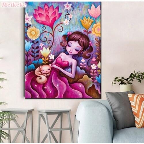 5D DIY Diamond Mosaic Cartoon Girl Handmade Diamond Painting Cross Stitch Full Diamond Embroidery Dreamland Picture Home Decor