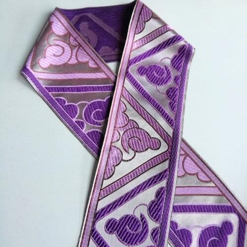 8cm Purple Silvery Zigzag Glossy Costume Curtain National Jacquard Ribbon Garment Woven Webbing Moire Triangle Cloud Mercerizing