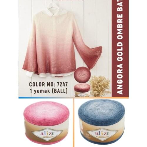 Wool Knitted Cake Yarn 825 Meters(150gr) -17 Color-Hand Knitting Yarn Ball Scarf-Alize Angora Gold Ombre Batik + Knitting Needles