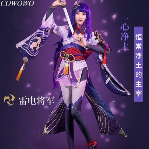 Anime! Genshin Impact Raiden Shogun Kimono Uniform Cosplay Costume Halloween Carnival Party Role Play Outfit For Women 2021 NEW
