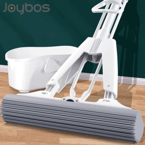 Joybos Automatic Squeeze Mop Self-Wringing Flat Mop with Replaceable Sponge Mop Head Free Hand Washing for Bedroom Floor Clean