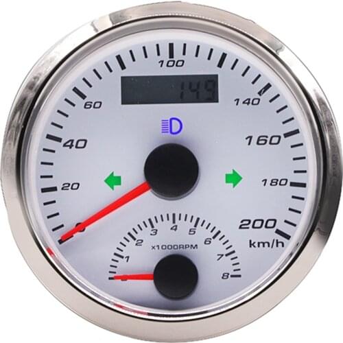 Car Speedometer With 8000RPM Tachometer 125Km/h 200Km/h Odometer With GPS Antenna Mileage Left Right High Beam Alarm 85MM