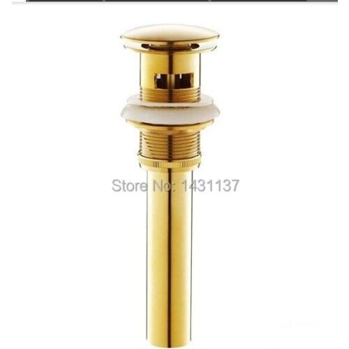 Free shipping brass material gold finished pop-up with overflow sink drain bathroom faucet accessories