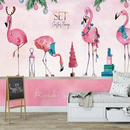 Milofi custom large 3D wallpaper mural Nordic pink flamingo living room bedroom wall decoration wallpaper mural