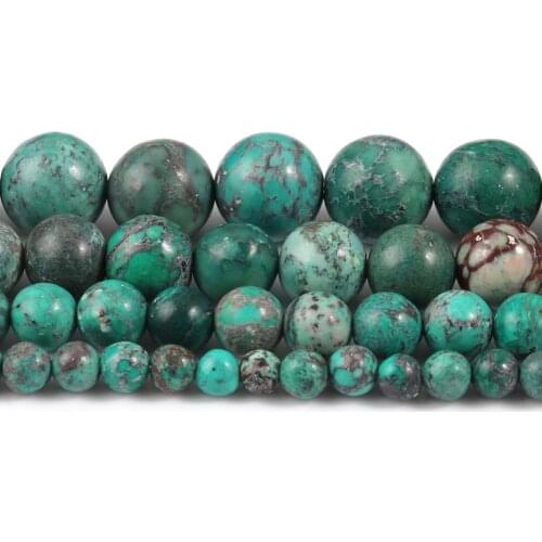 Natural Stone Bead Green Smooth Turquoises Jaspers Round Loose Beads for Jewerly Making DIY Handmade Bracelet accessories 4-10mm