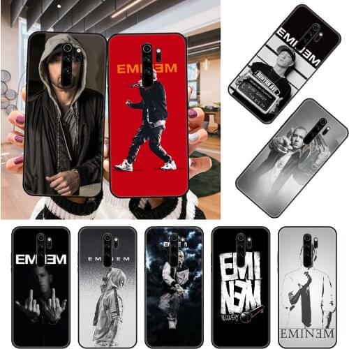 Phone Case For Xiaomi Redmi Note 8 8T 7 7A 9 9A 9S 8A 4 5 6 Pro Black Cover Hoesjes Tpu Etui Art Bumper Fashion Rap Man Eminem