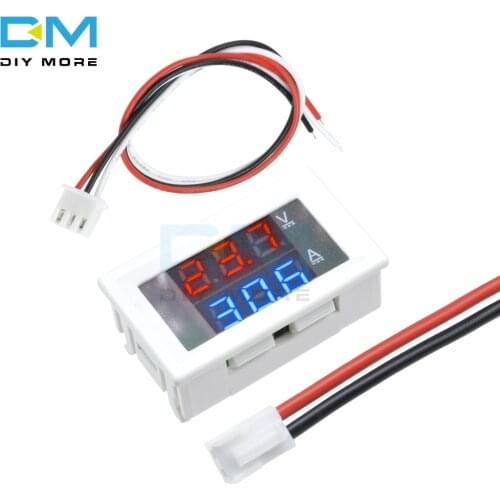 DC 100V 0.28 inch Mini Digital Voltmeter Ammeter Panel Amp Volt Current Meter Tester 0.28 Inch Blue Red Dual LED Display 10A