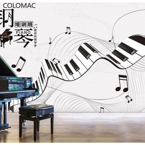 Colomac Custom Music Art Training Center Classroom Wallpaper Piano Line Notes Background 3D Mural Wall Stickers Drop Shopping