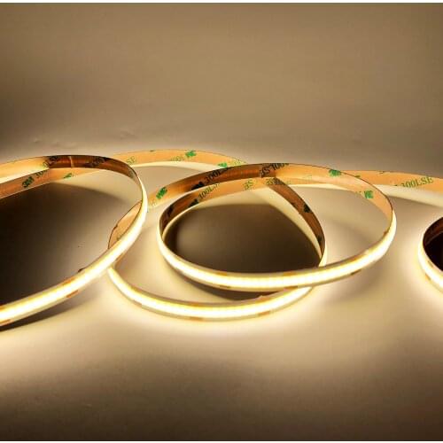 DC 12V 24V 9.6ft / 3 Meters 30W 8mm Width High Density Flexible COB LED Strip Deformable LED Ribbon for Bedroom Kitchen