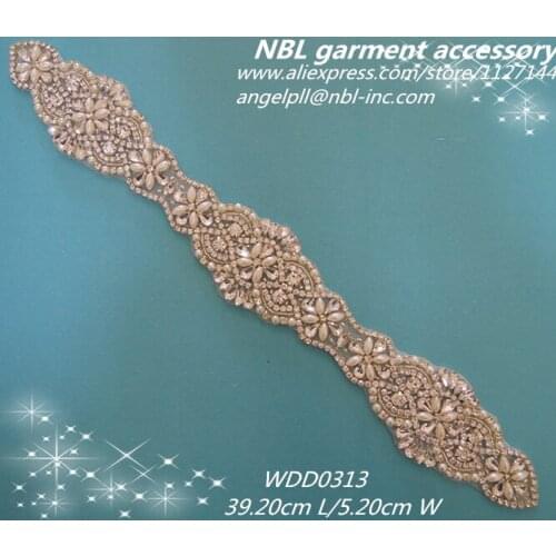 Crystal bridal beaded rhinestone applique for wedding dress sash WDD0313