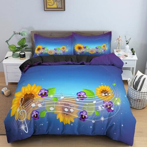 Plant Bedding Set Sunflower Duvet Cover Sets Pillowcase Set Twin Queen King Size for Kids Bedclothes Bedding Home Textile