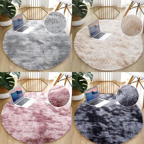 Round Shape Shaggy Fluffy Floor Mat Carpet Bedroom Carpet Living Room Sofa Rug Anti-Skid Soft Fur Carpet Anti-slip Large Area