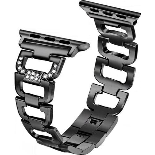 Metal strap for apple watch se 6 band 40mm 44mm stainless steel diamond bracelet for iwatch series 5 4 3 38mm 42mm accessories