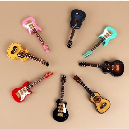 Personalized Mini Guitar Miniature Model Electric Guitar Model Customized Wooden Mini Ukulele Bass Musical Instrument Ornaments