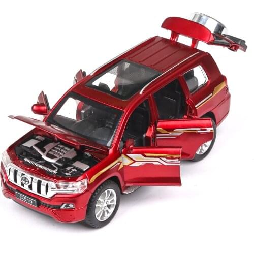 1/32 Overbearing Prado Diecast Model Car Metal Alloy Simulation Pull Back Cars Lights Toys Vehicles For Kids Gifts For Children