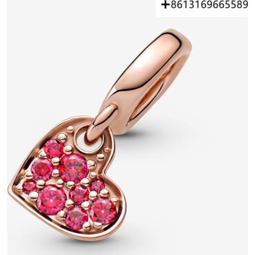 Fashion hot style 925 Sterling Silver Red Slanted Heart Series Bracelets for Men and Women