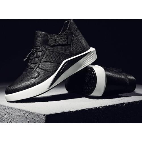 High Top Leather Men Casual Shoes Large Size 38-48 Spring Autumn Winter Warm Shoes Men 2019 Fashion Lace-up Flat Sneakers