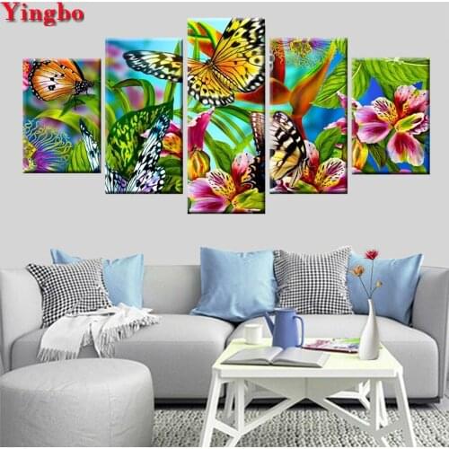 DIY Diamond Embroidery butterfly Cross Stitch Diamond Painting 5 Pcs Sets Cross Stitch Diamond Mosaic pictures Home Decoration