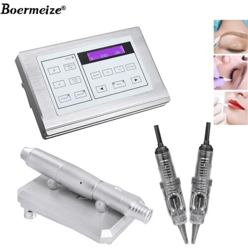 Permanent Makeup Kits Intelligent Digital Power Supply Tattoo Machine for Eyebrow Lips Aluminum Handpiece Pen Cartridge Needles