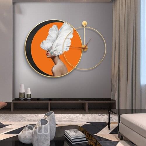 Nordic Character Painting Wrought Iron Wall Clocks Wall Ornaments Hotel KTV Wall Sticker Crafts Home Porch Wall Mural Decoration