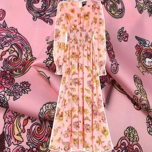 Crown Angel Brand Logo Digital Printing Polyester Fabric Stretch Satin Dress Shirt DIY Designer Material For Sewing By The Yard