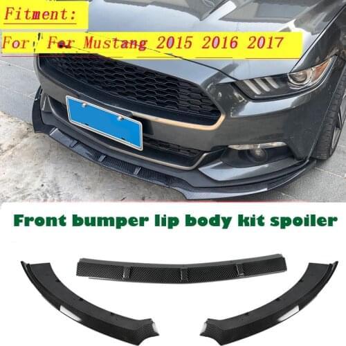New 3pcs Carbon Fiber Look /Black Car Front Bumper Splitter Lip Diffuser Spoiler Bumper Body Kits ForFord For Mustang 2015- 2017