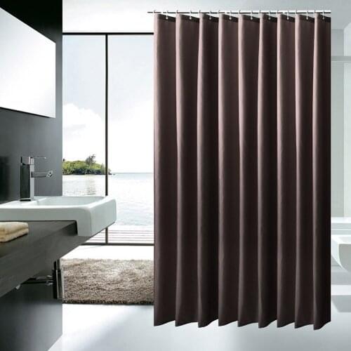 Thick Polyester Fabric Shower Curtain Waterproof Solid Color Bathroom Blackout Shower Curtain Hotel Toilet Partition With Hook