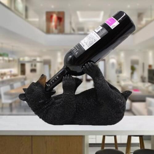 Resin Bear Wine Rack Wine Holder Shelf Metal Practical Sculpture Wine Stand Home Decoration Interior Crafts Christmas Gifts