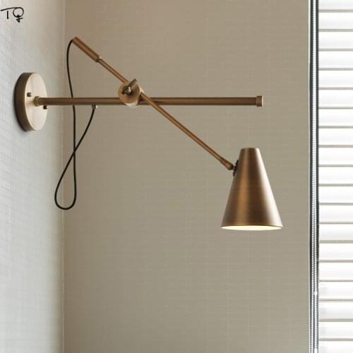 Industrial Lamp Vintage Retro Metal Led Wall Sconce Light Fixtures Swing Arm Rotating Creative Bed Light Bedside Cafe Dormitory