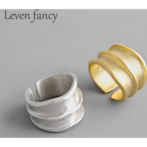 Simple Wide Face Brushed Female Ring Sterling Silver 92.5% Jewelry Rock Style Girls Boys Fashion Gift Heavy Duty Open Ring 925