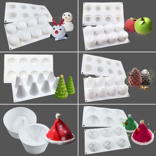 Hot Christmas Silicone Mold For Cake Pastry Baking Chocolate Candy Fondant Apple Snowman Hat Shape Dessert Mould DIY Decorating