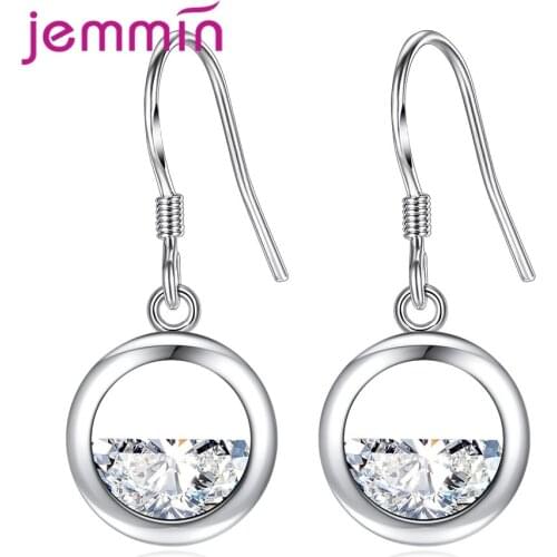 925 Sterling Silver Drop Earrings For Decoration Fashion Jewelry CZ Cubic Zirconia Round Shape Women Girls Party Engagement